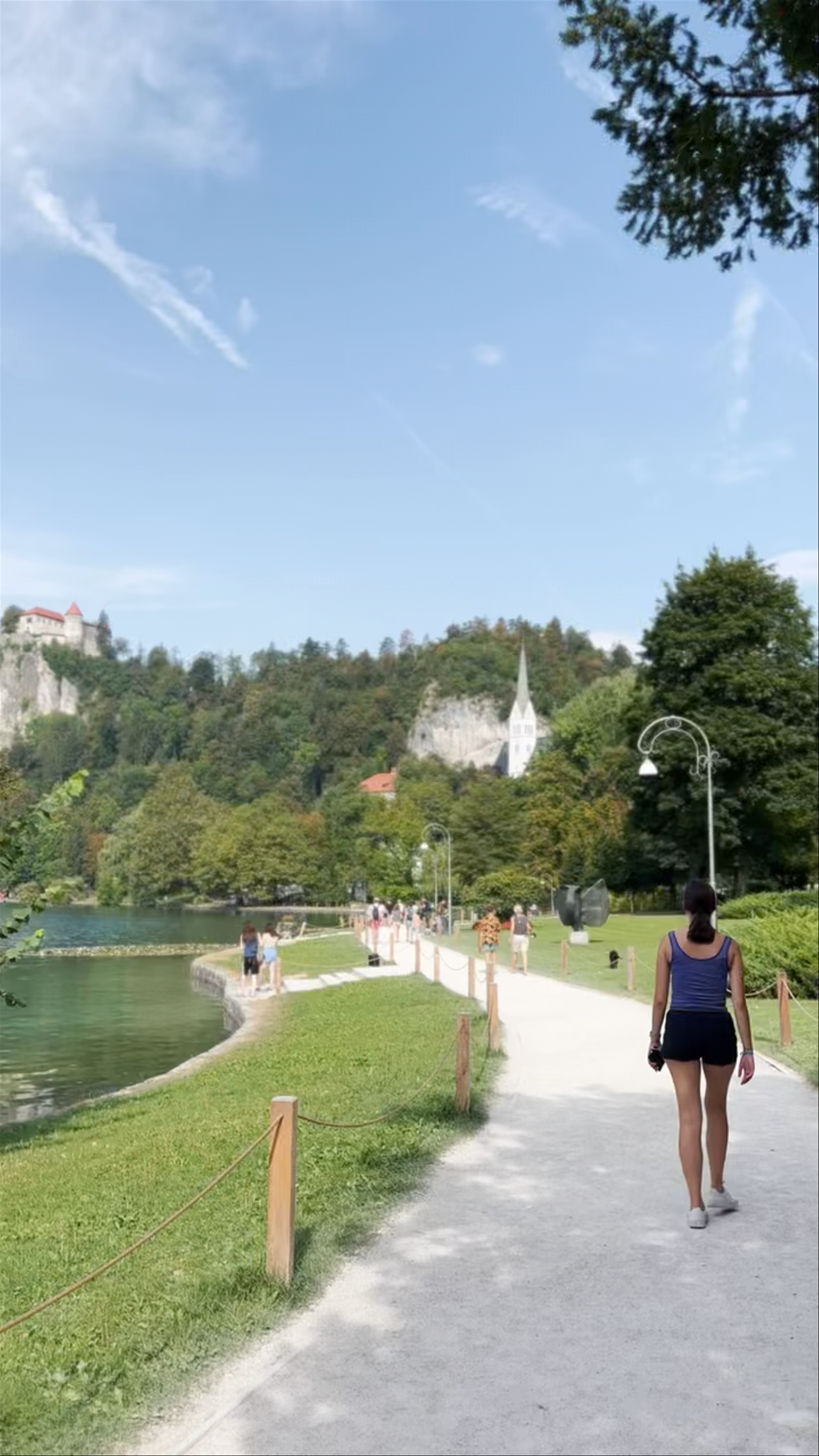 Strolling Around Lake Bled with Castle and Church Views