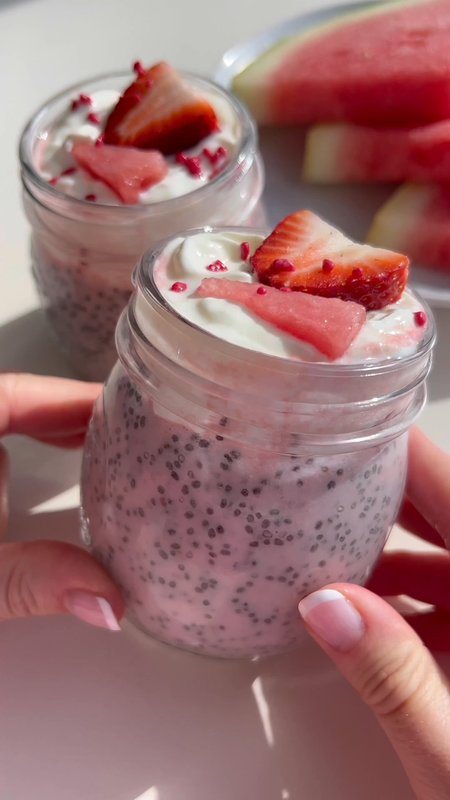 Watermelon and Strawberry Chia Pudding