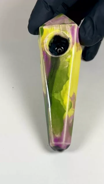 Preview pic of Diamond Pipe - 5 Inches - Ceramic - Yellow, Green and Purple - Free Shipping!!!