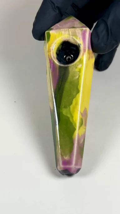 Preview pic of Diamond Pipe - 5 Inches - Ceramic - Yellow, Green and Pink - Free Shipping!!!
