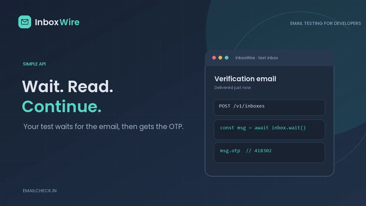 InboxWire — Disposable Email & Test API image 1