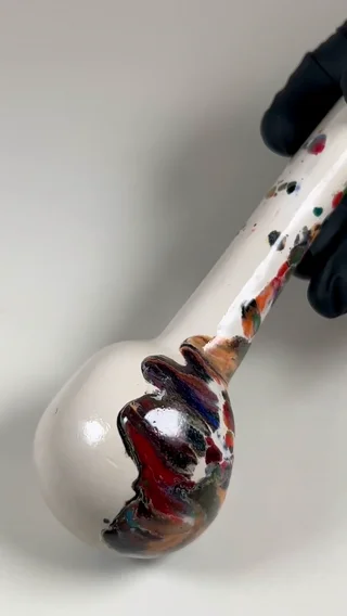 Preview pic of Spoon Pipe - 6.25 Inches - Ceramic - Multicolored- FREE SHIPPING!!!