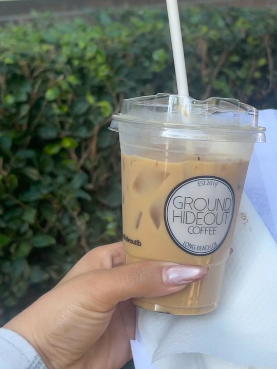 Ground Hideout Coffee - Got a hazelnut latte with Cookie was too excited - Coffee & Tea Near Me - Long Beach, California