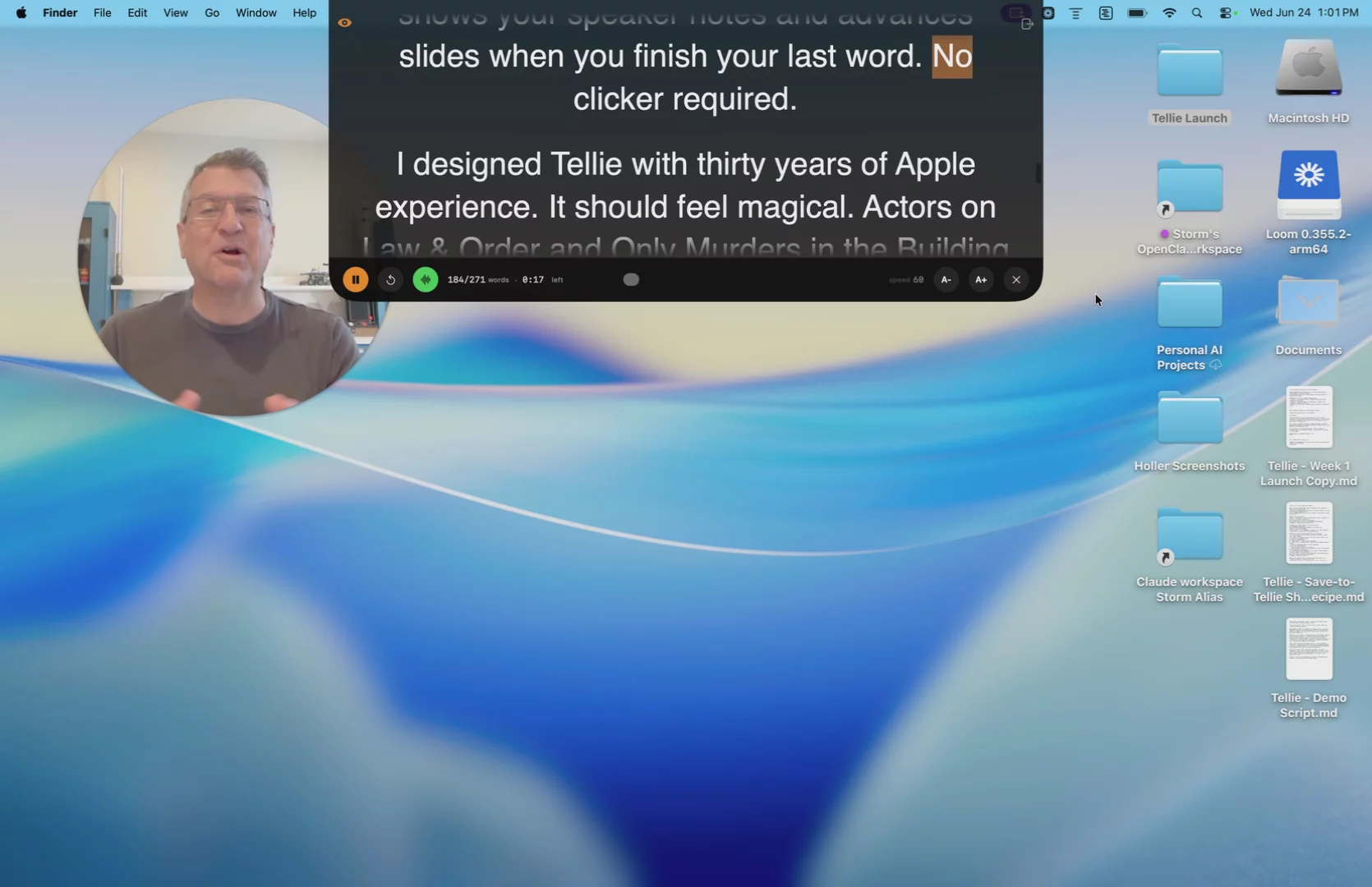 Tellie: Voice-Follow Teleprompter for Mac image 1