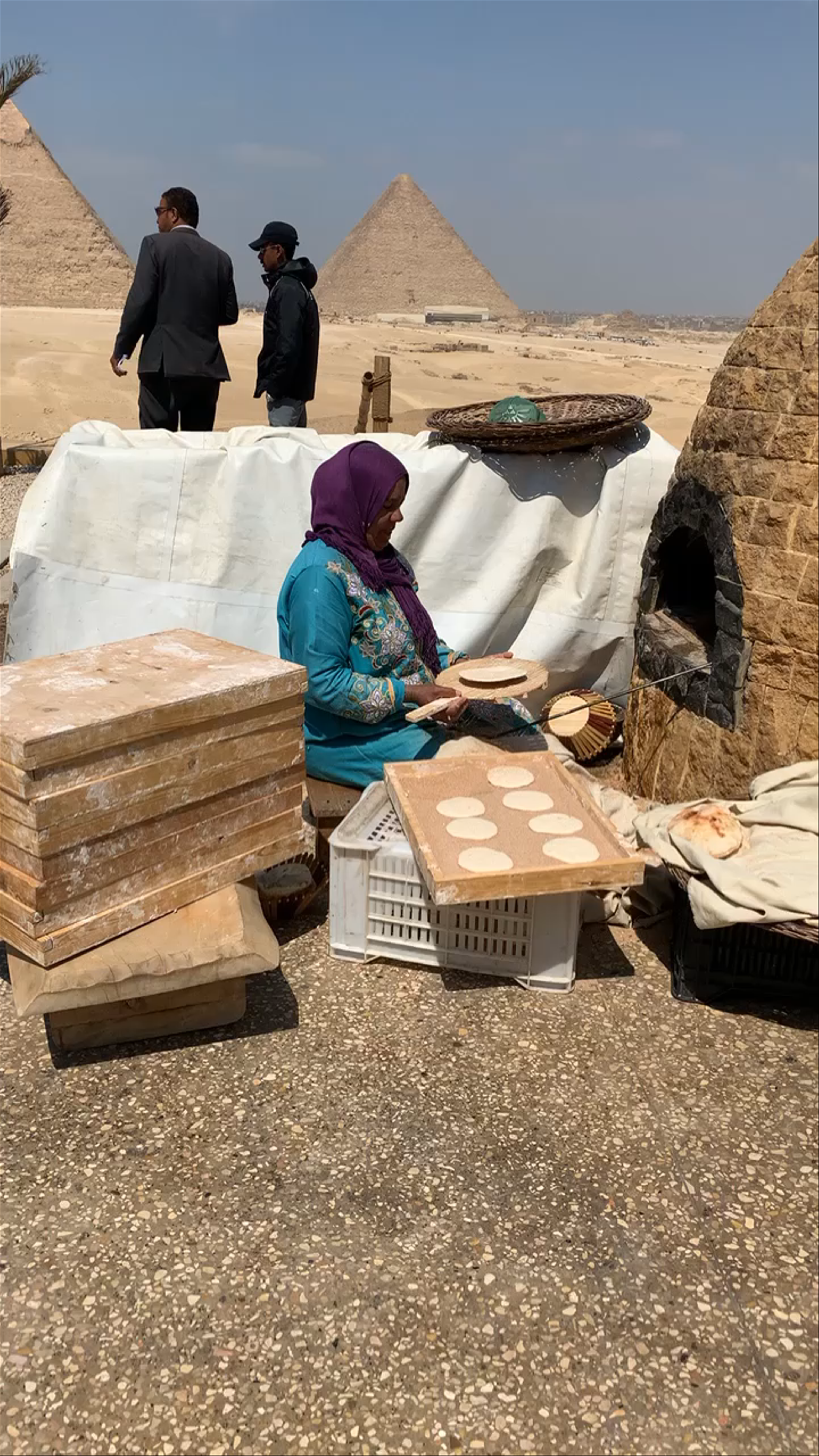 Authentic Egyptian Bread Baking at 9 Pyramids Lounge, Al Giza Desert