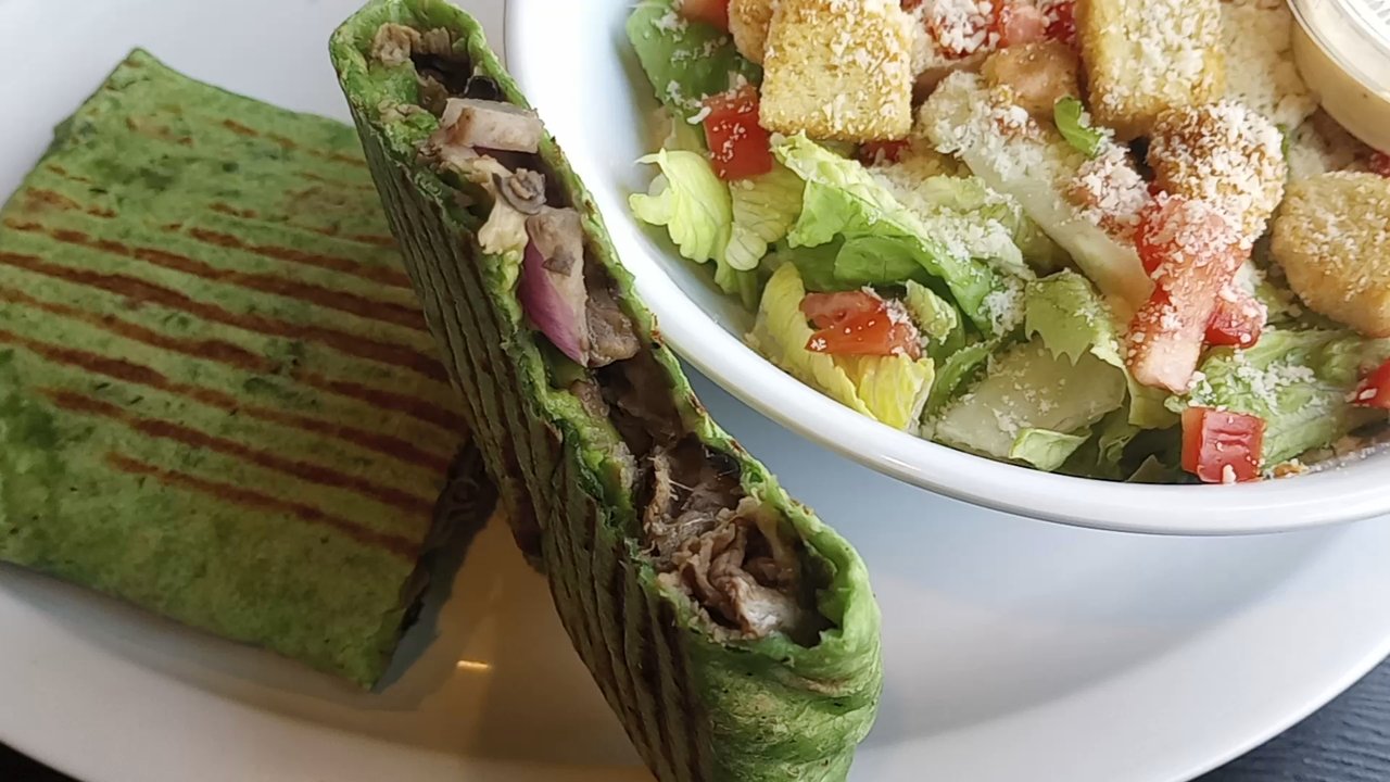 Healthy Eats - Jerk chicken wrap with Caesar salad side - Sandwiches Near Me - Monrovia, California