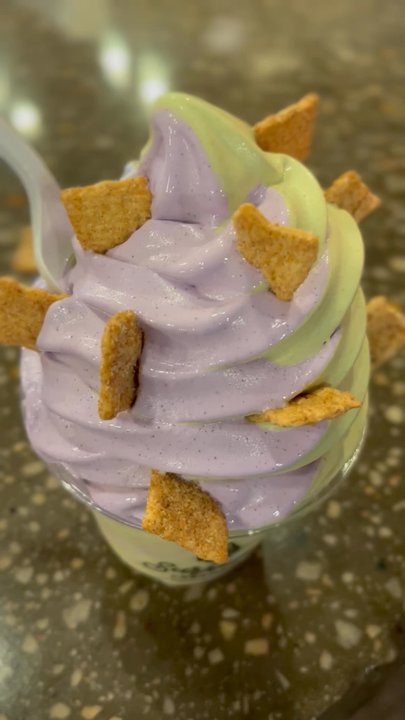 Surreal Creamery - Taro Bubble Tea & Matcha Ice Cream with condensed milk syrup and Cinnamon Toast Crunch - Ice Cream & Frozen Yogurt Near Me - Newark, Delaware
