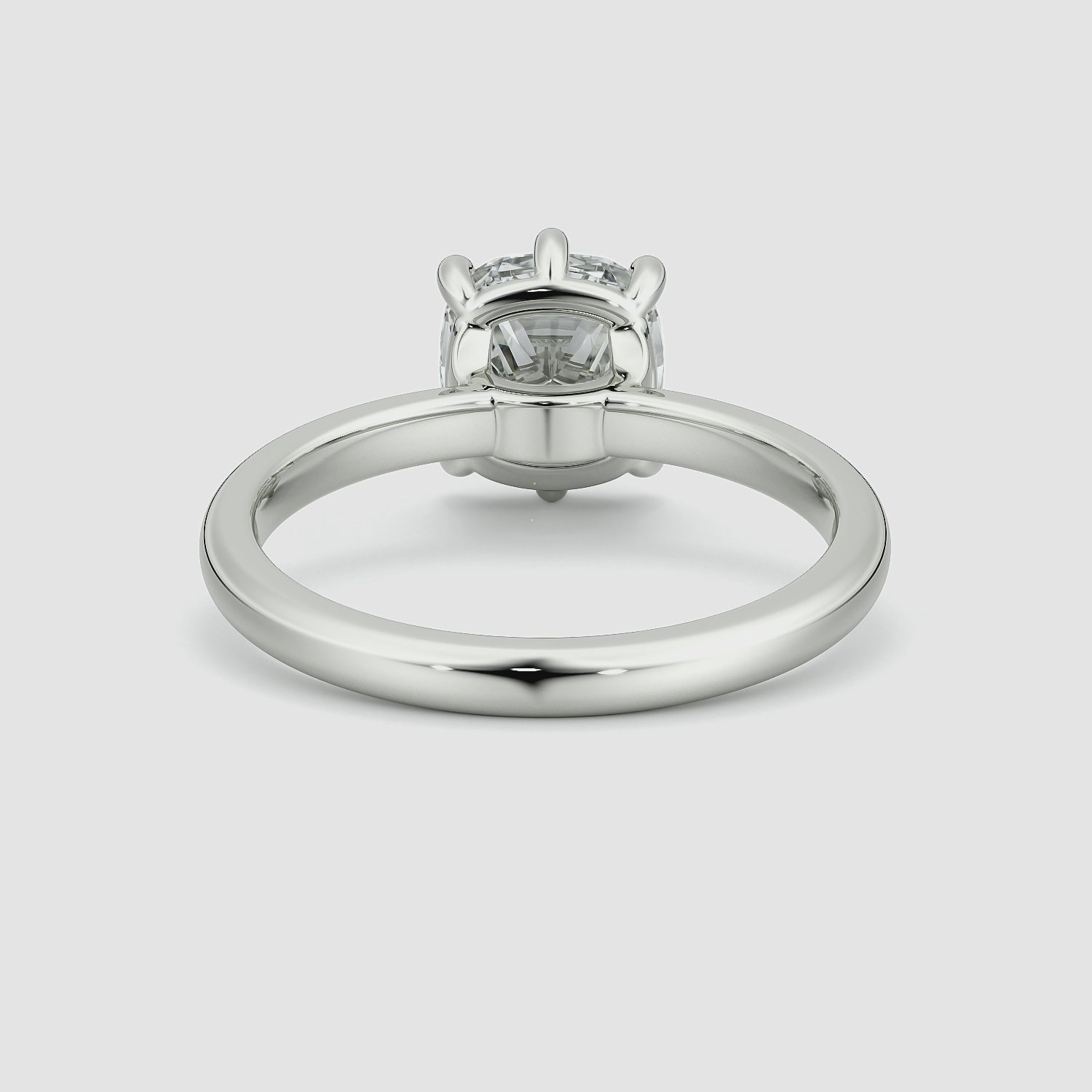The Signature 6 Prong | Cushion | 18k | White Gold | bandAccent: Plain | bandWidth: large | hiddenHalo: no | diamondOrientation: vertical | caratWeight: other