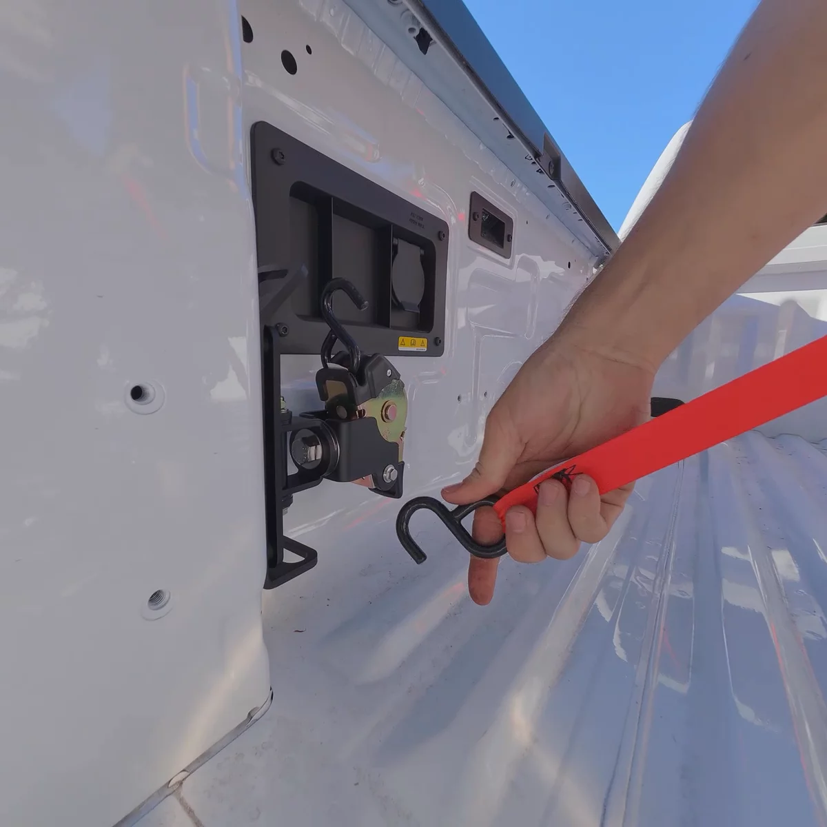 Ultimate Retractable Ratchet Straps® for Anchor Point in action