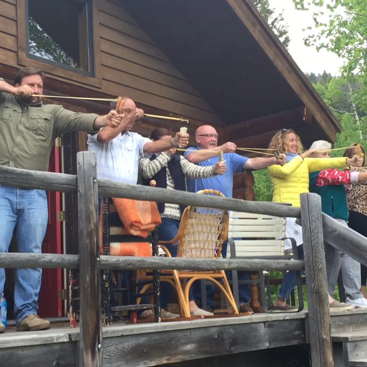 Trail Creek Ranch - Nightly slingshot wars from the porch at Alex's Cabin. That's just how we roll. Great memories! - Ranches Near Me - Wilson, Wyoming