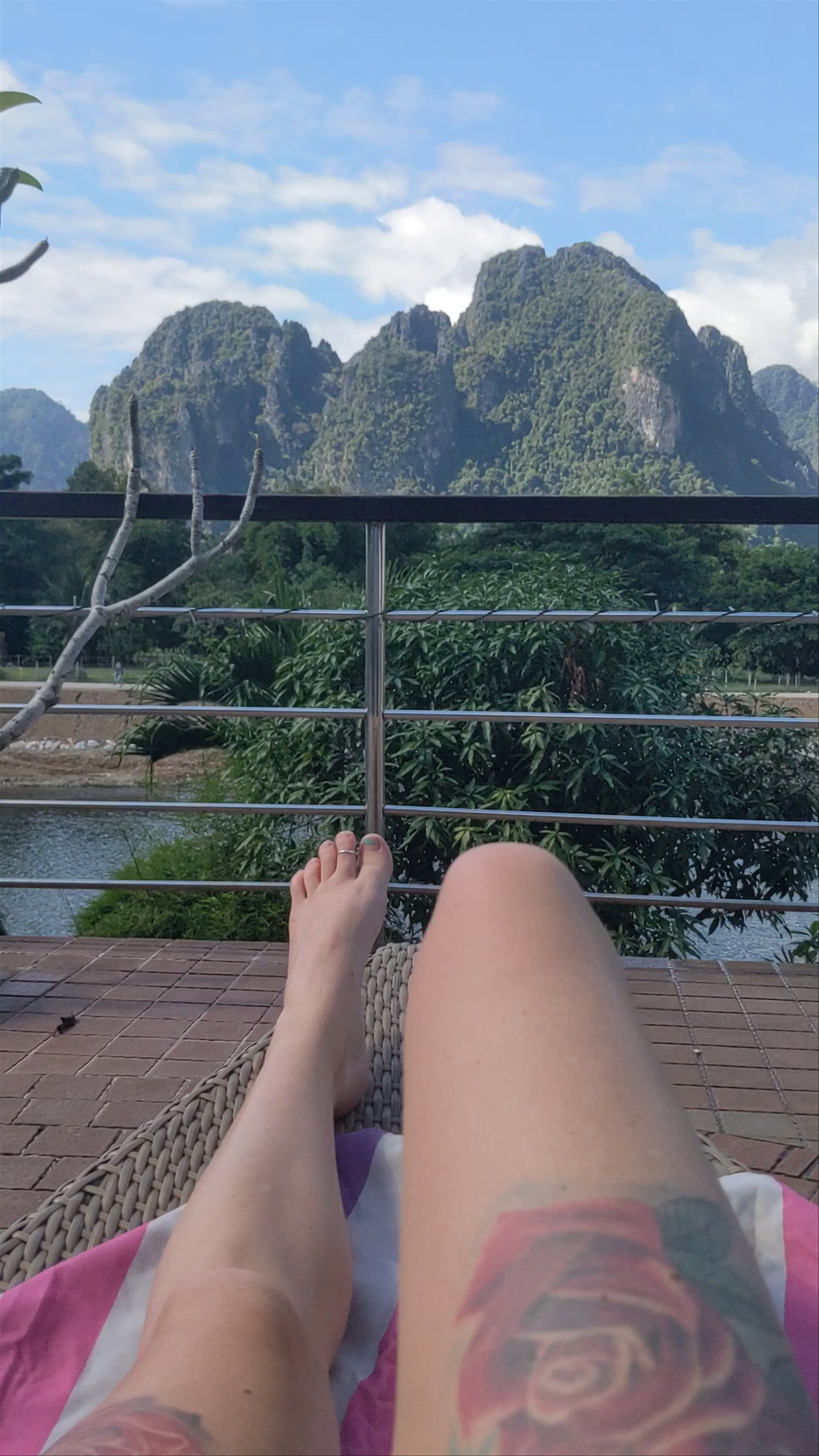 Relaxing Views from Silver Naga Hotel, Vang Vieng, Laos