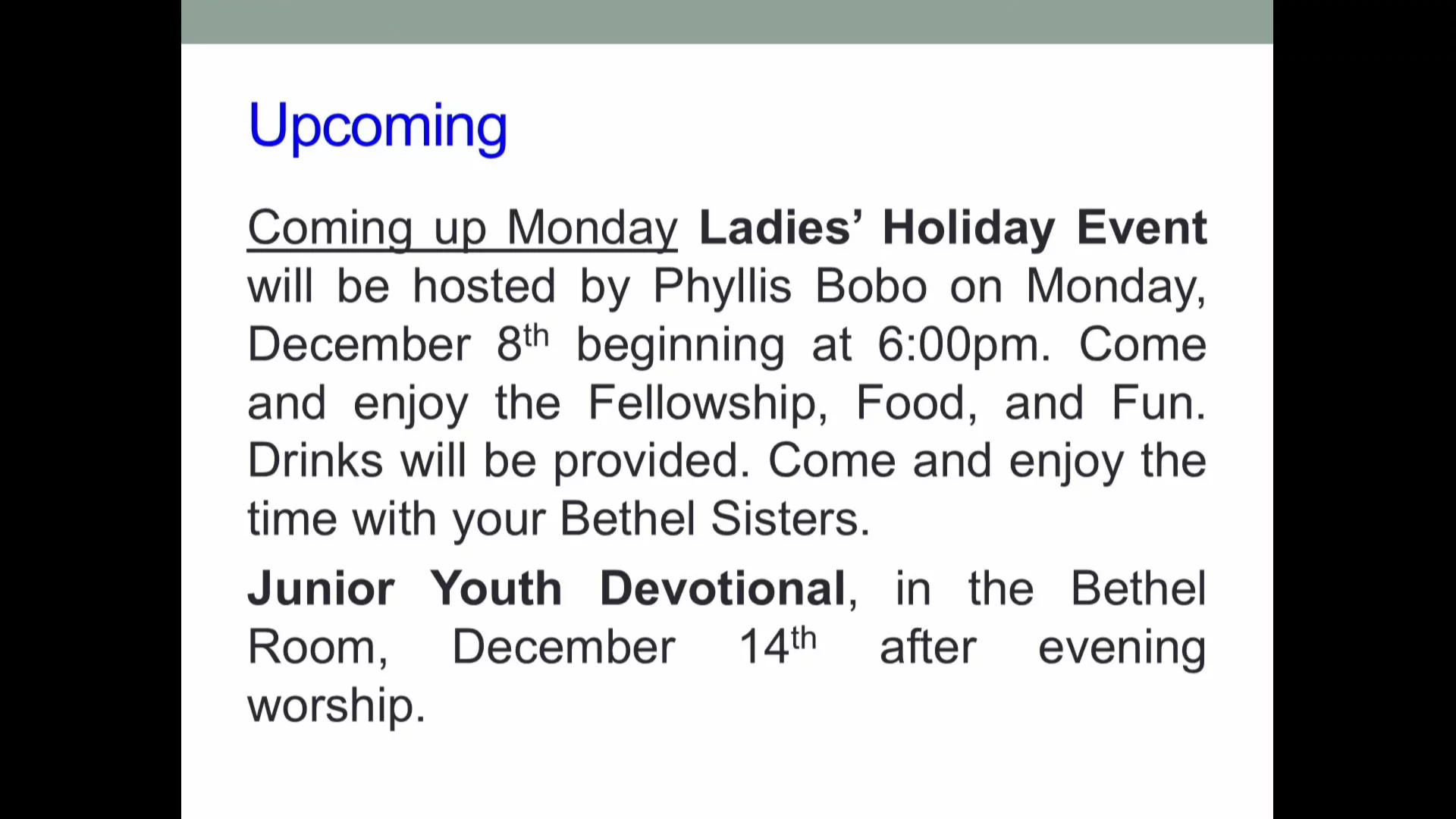 Bethel Service, December 07, 2025