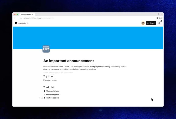 Uploading a file to a collaborative text editor with LiveFile