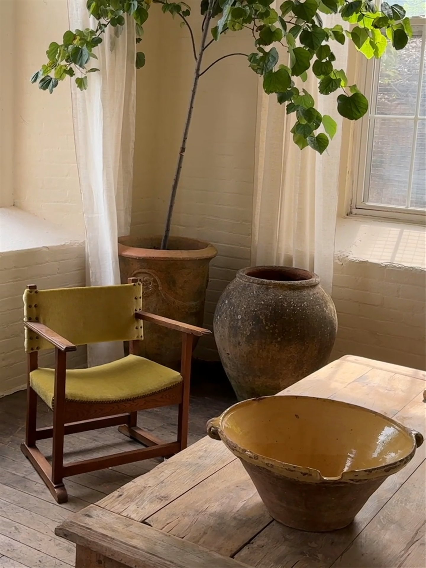 Vintage Mohair Mustard French Armchair