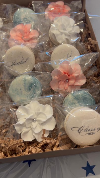 R A D Sweets - Absolutely beautiful and delicious custom graduation 2024 macarons. Salted Caramel, Vanilla Bean, and lemon cookie! - Bakeries Near Me - Las Vegas, Nevada