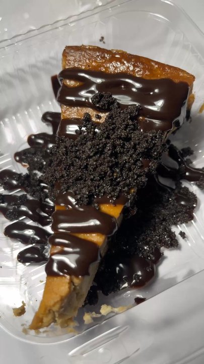 Cheesecake Funk - Check out this beautiful slice!! Perfect sweetness and richness, chocolate drizzled on top. Made me want to dance!! - Desserts Near Me - Excelsior, Minnesota