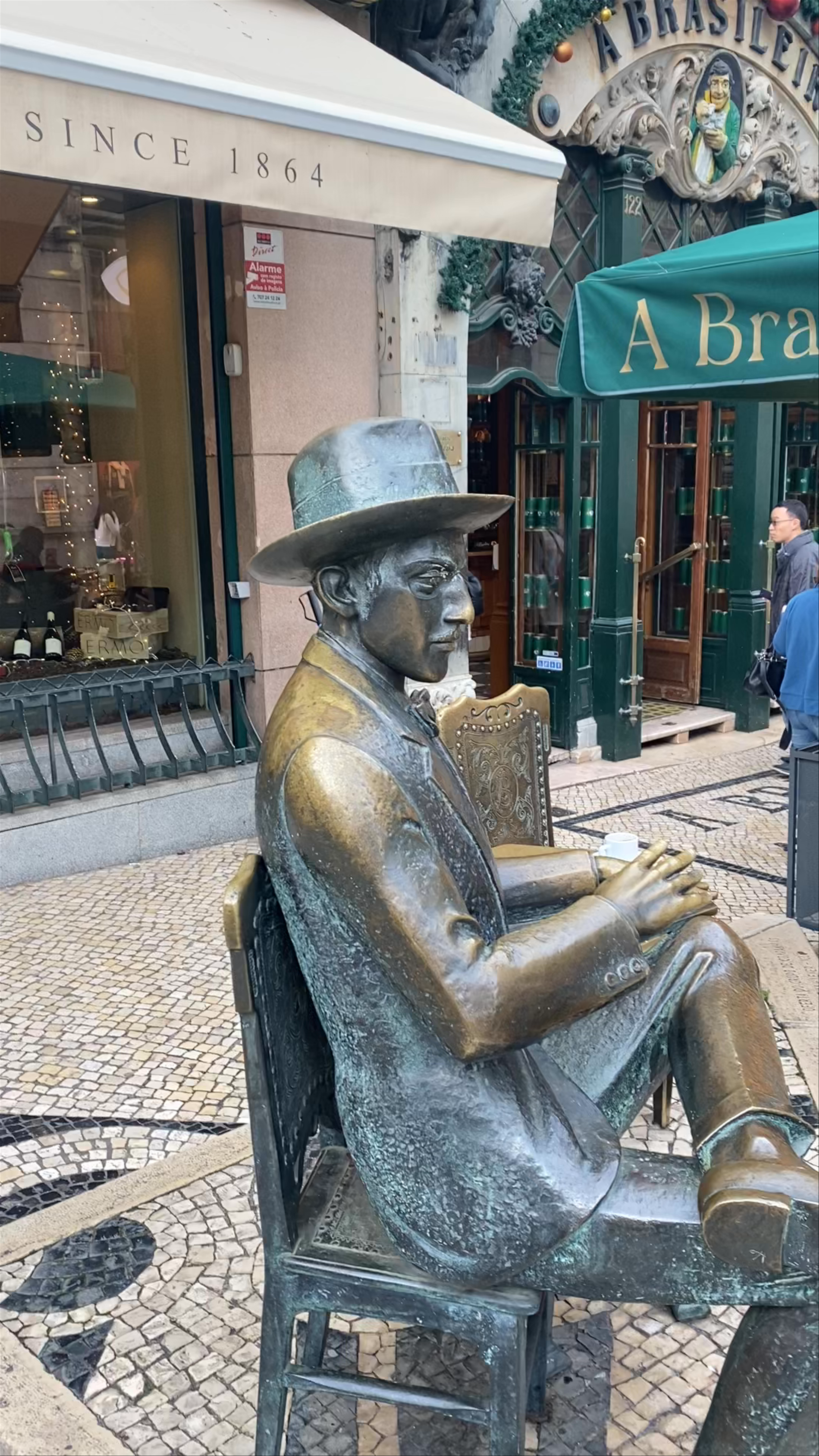 Café A Brasileira and Fernando Pessoa Statue, Chiado, Lisbon