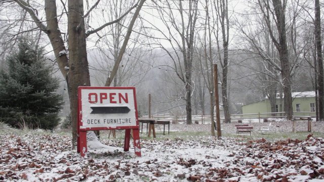 'Deck Furniture is Open' sign