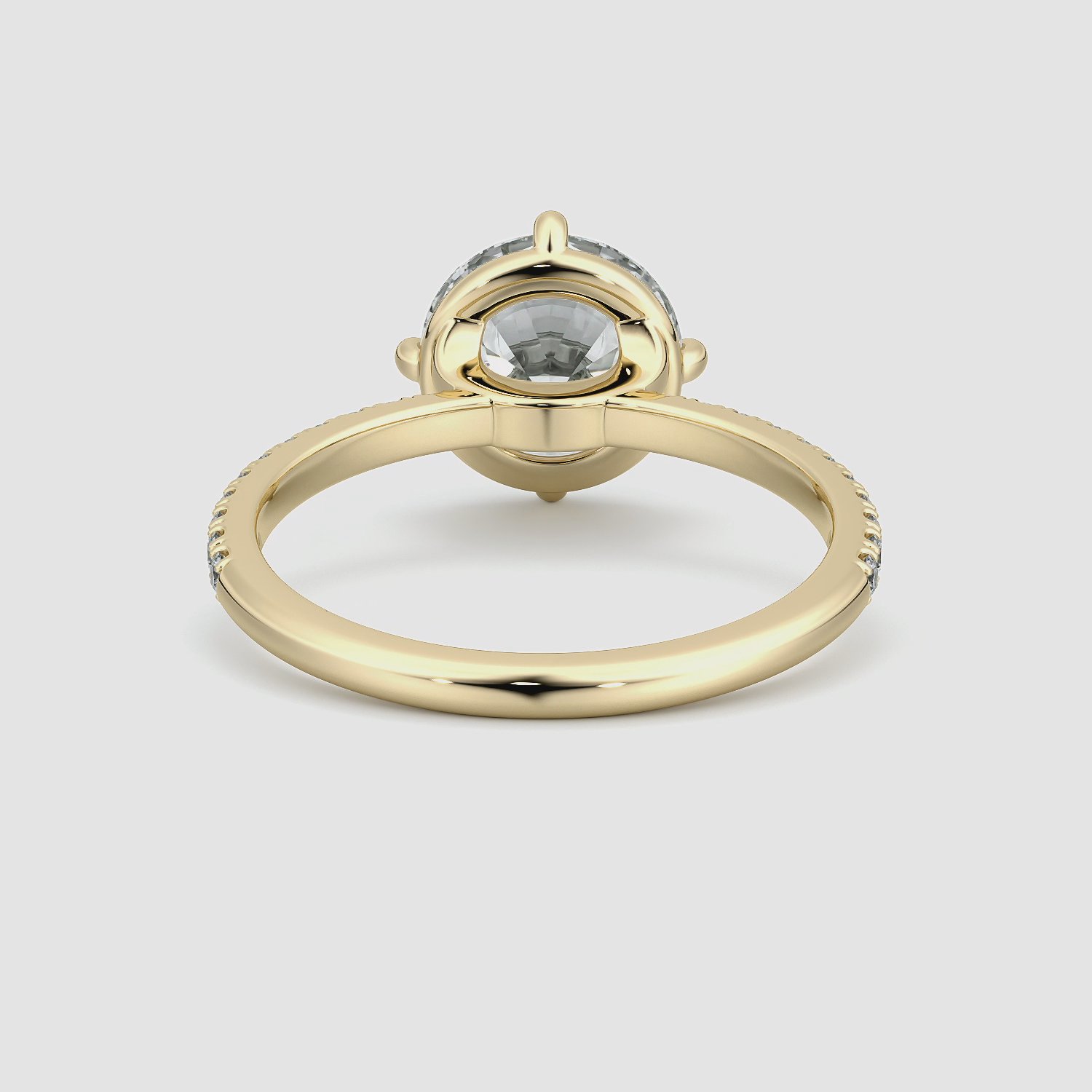 The Compass Solitaire | Round Brilliant | 18k | Yellow Gold | bandAccent: Pavé | caratWeight: 2.0ct | diamondOrientation: vertical