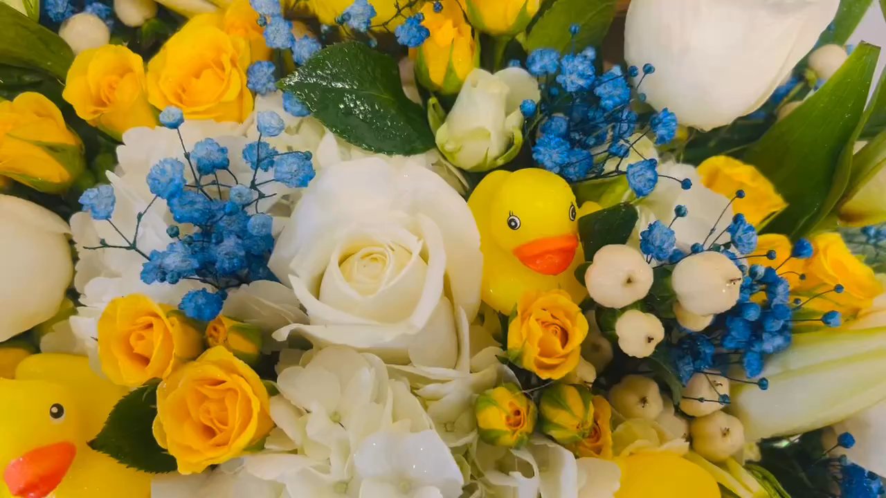 Av Flowers - Baby shower bouquet. Blue baby boy rubber ducky themed - Floral Designers Near Me - Palmdale, California