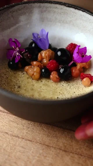 Baked Cream with Chanterelle & Berries