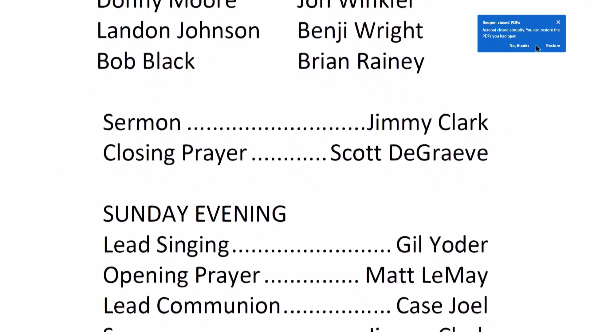 Bethel Service, December 31, 2025