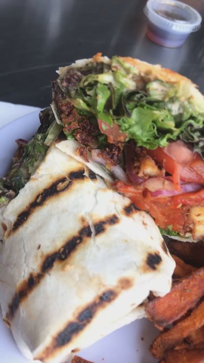 Rio Bravo Brewing - Shrimp Wrap n Sweet Potato Fries - American Near Me - Albuquerque, New Mexico