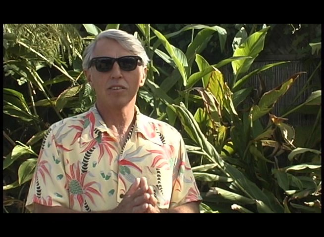 A presenter provides analytical commentary on surfing maneuvers while footage of individuals riding ocean waves plays in the background.