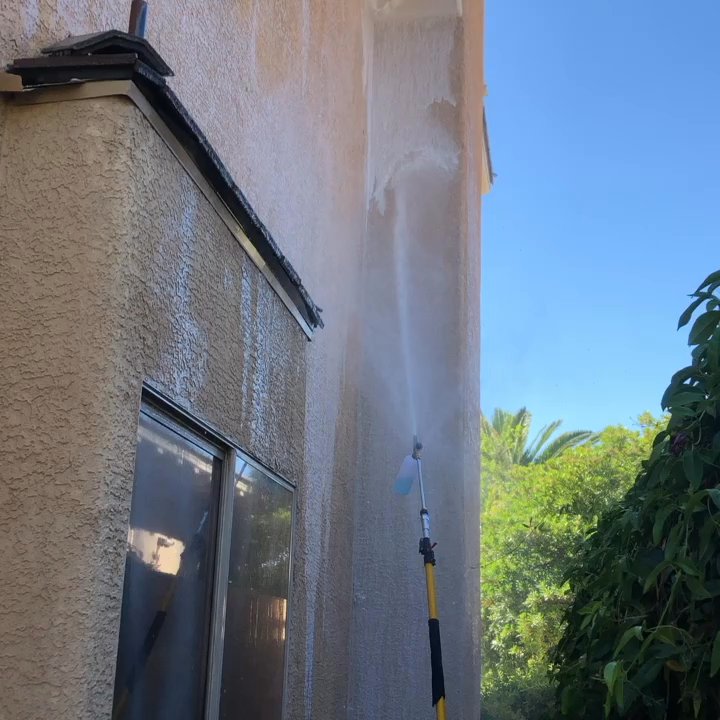Vegas View Window Cleaning  - Giving this home a bath! Our stucco safe house washing service will make your home look years younger. 702-965-2065 #nopaintingneeded - Window Washing Near Me - Las Vegas, Nevada