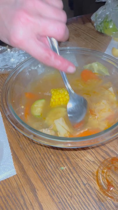 Cocina La Doce - The meat portions found in the soup once we got home and poured it into a bowl - Mexican Near Me - Banning, California