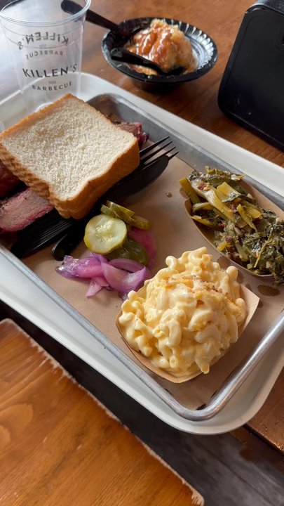 Killen's Barbecue - A quick view of my 2- meat plate!!! - Barbeque Near Me - Shenandoah, Texas