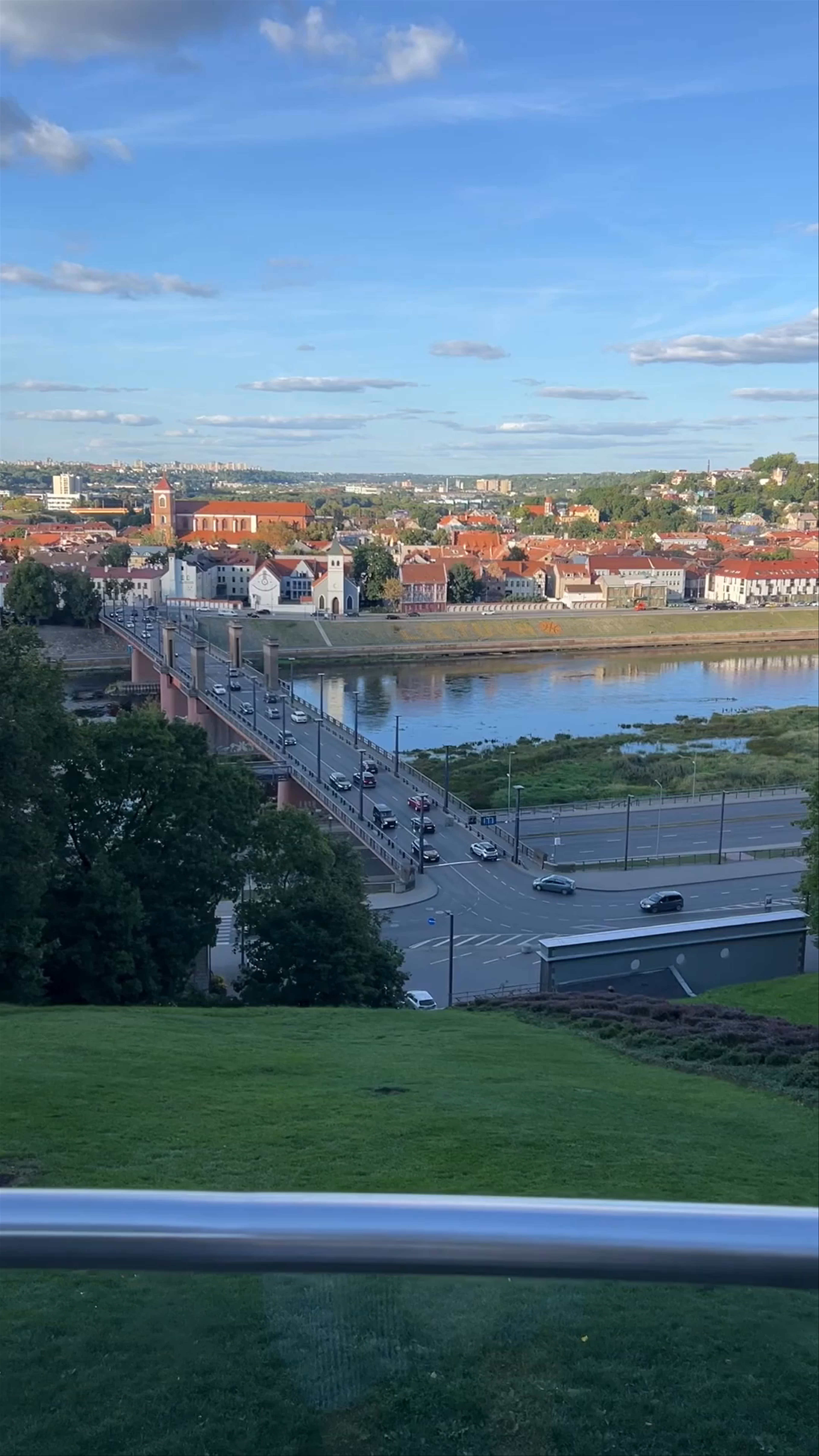 Aleksotas Funicular Railway Overview and Kaunas Cityscape