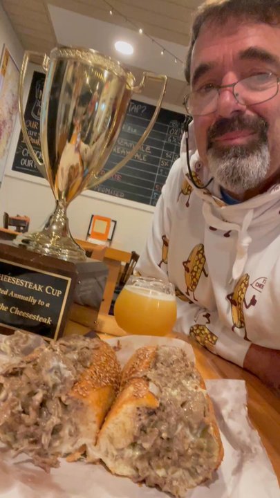 Cheessteaks - This is me with my cheesesteak at Eclipse Brewing - Chicken Wings Near Me - Merchantville, New Jersey