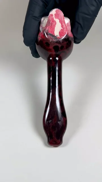 Preview pic of Skull Pipe - 5.5 inch - Ceramic - Red, Black and White
