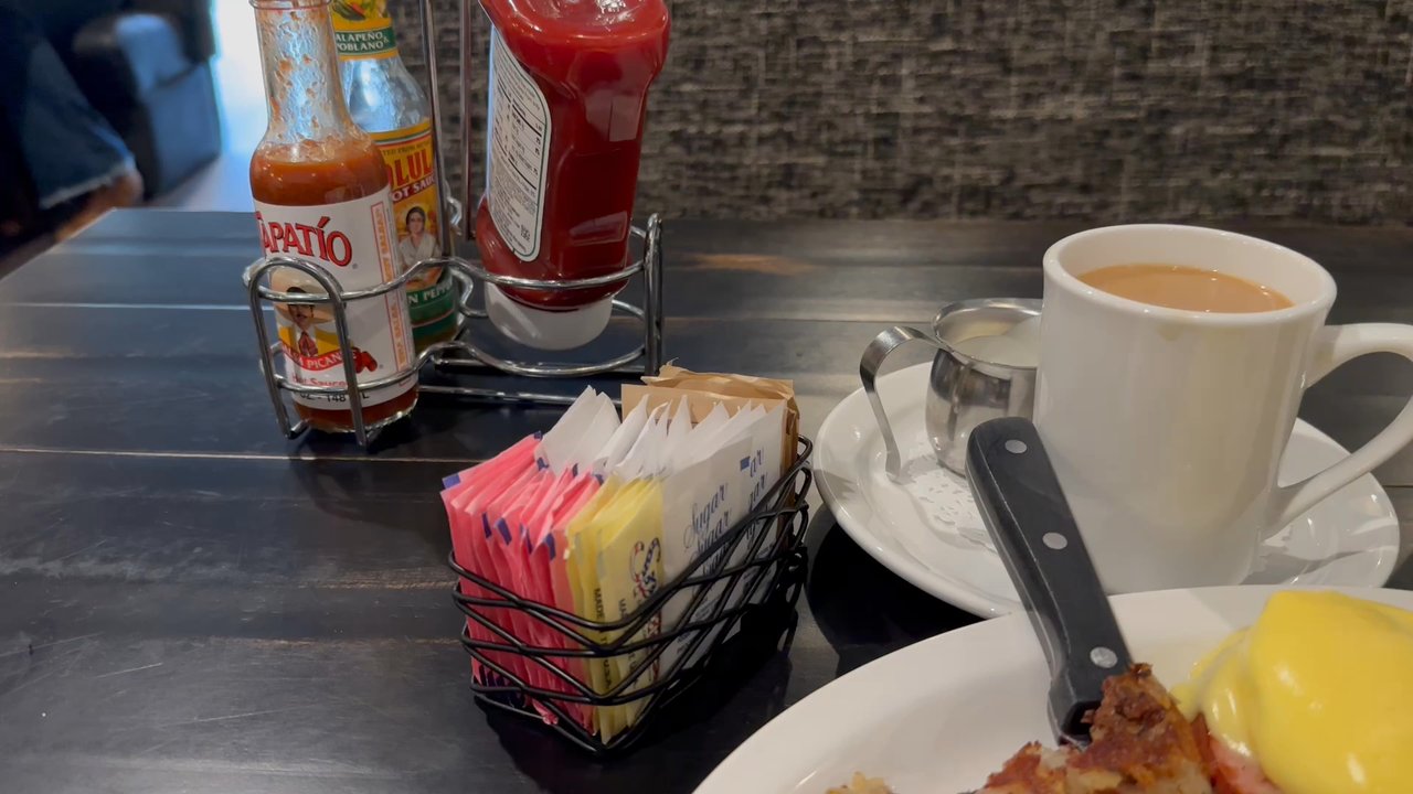 Rusty Pelican Cafe - Video/picture perfect Eggs Benedict - Desserts Near Me - Mill Creek, Washington