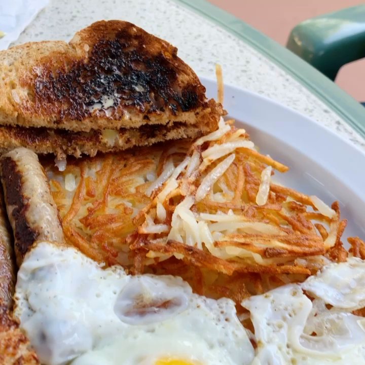 Beth's Twin Bluffs Cafe - Plate 1: Two Eggs, Bacon and toast Plate 2: One pancake Plate 3: Two eggs, hash browns, sausage and toast - American Near Me - Nelson, Wisconsin