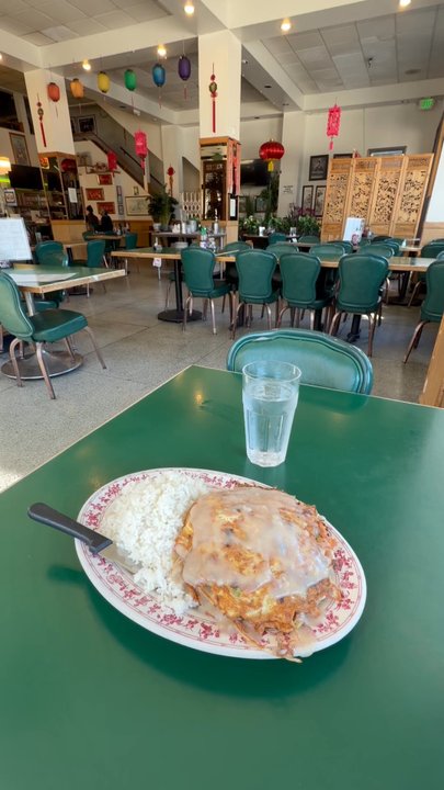 Punjab Restaurant - Egg foo yung and restaurant interior - Chinese Near Me - San Francisco, California