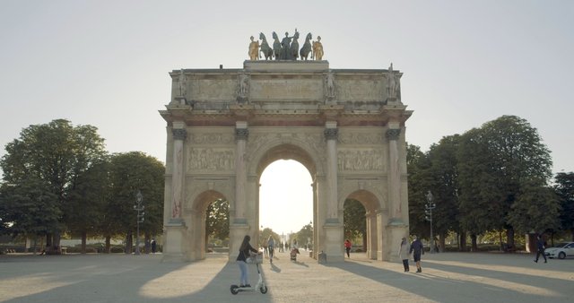 Walking near Arc de Triomphe in Paris 