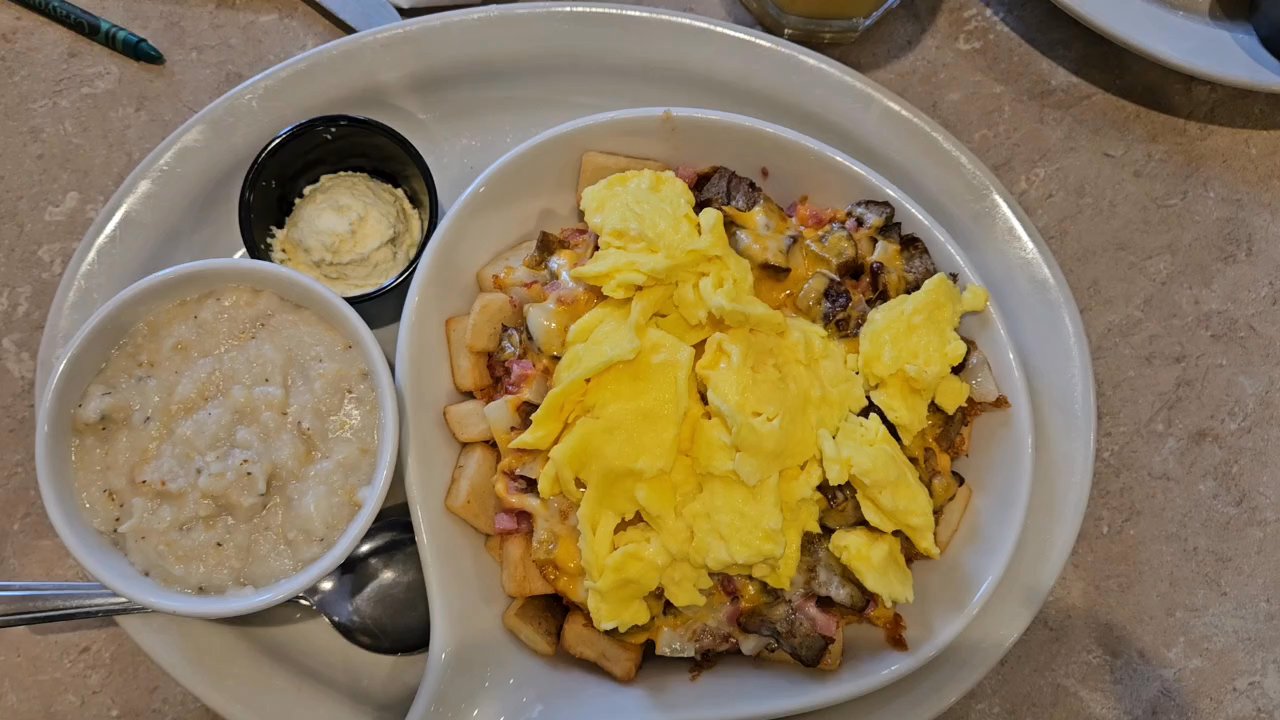 Scramblers - This is what happens when you put Uncle Moose's Manhandler in front of me.  My first time having grits instead of gravy.  Dude... Amazing! - American Near Me - Pickerington, Ohio