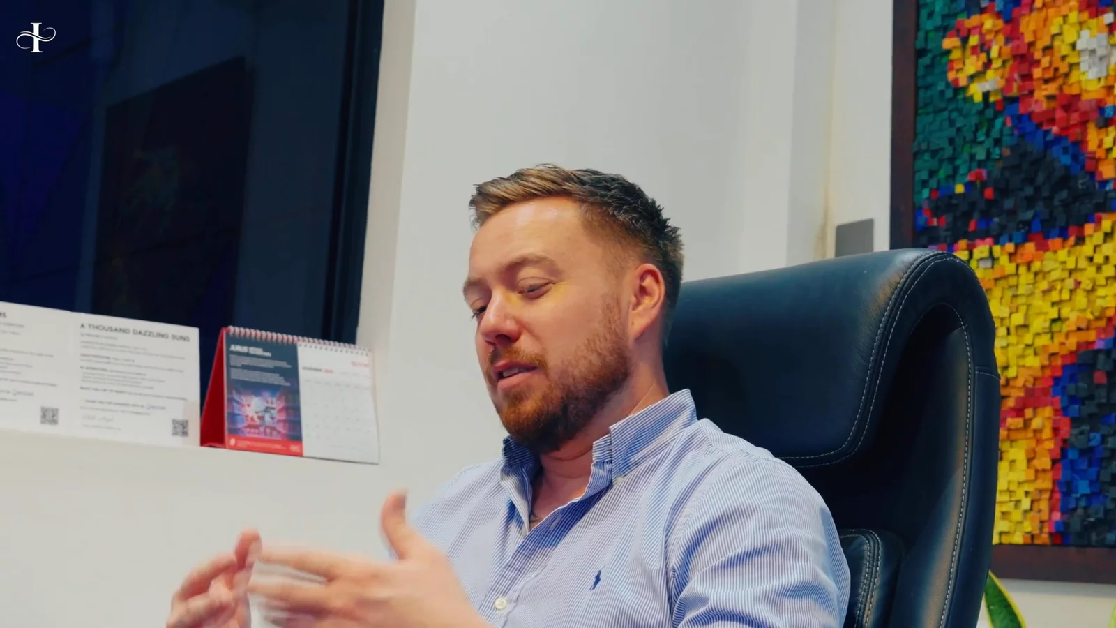 Ben Barnes, COO of GeoNet, mid-answer on camera