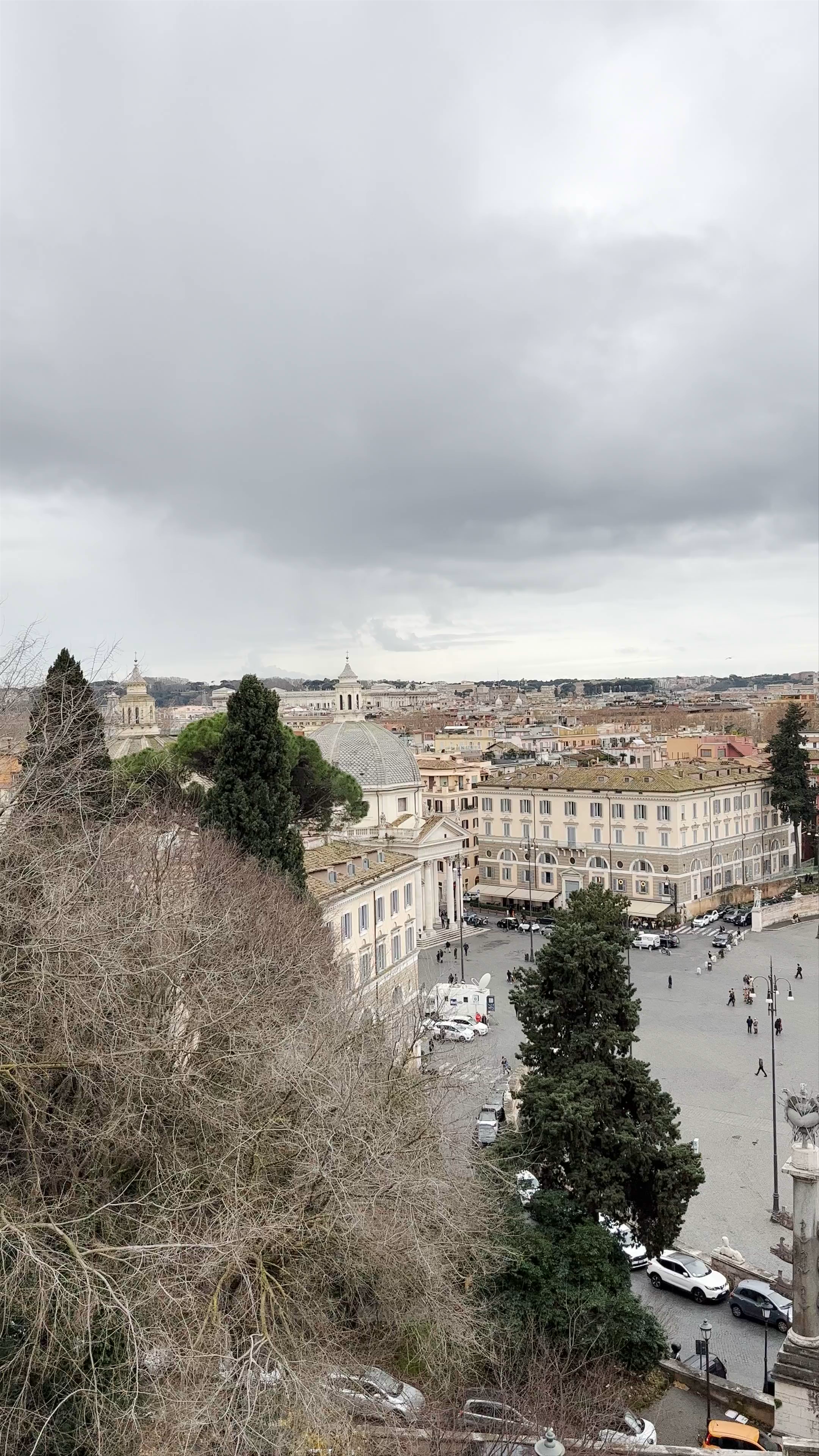 Panoramic View of Piazza del Popolo in Rome from Passeggiata del Pincio