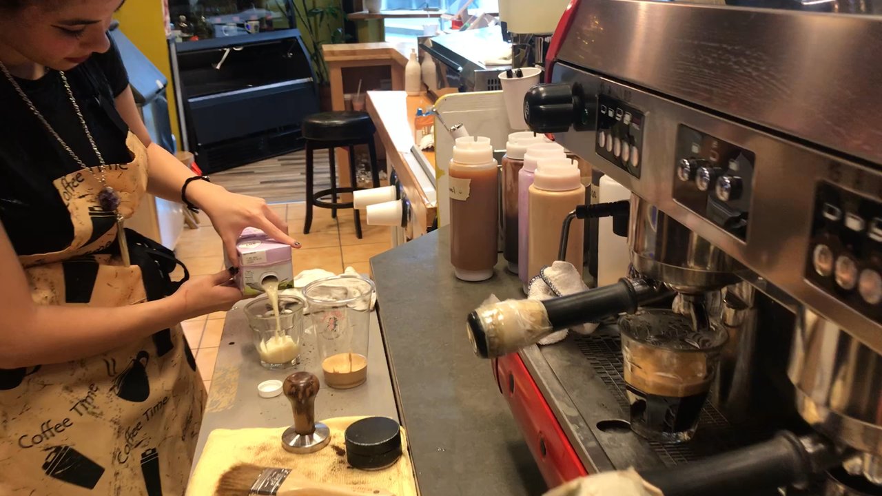 Coffee Heist Vietnamese Coffee & Matcha Tea at Mainplace - Janelle is making the Cookies Butter Soy iced latte. - Coffee & Tea Near Me - Santa Ana, California