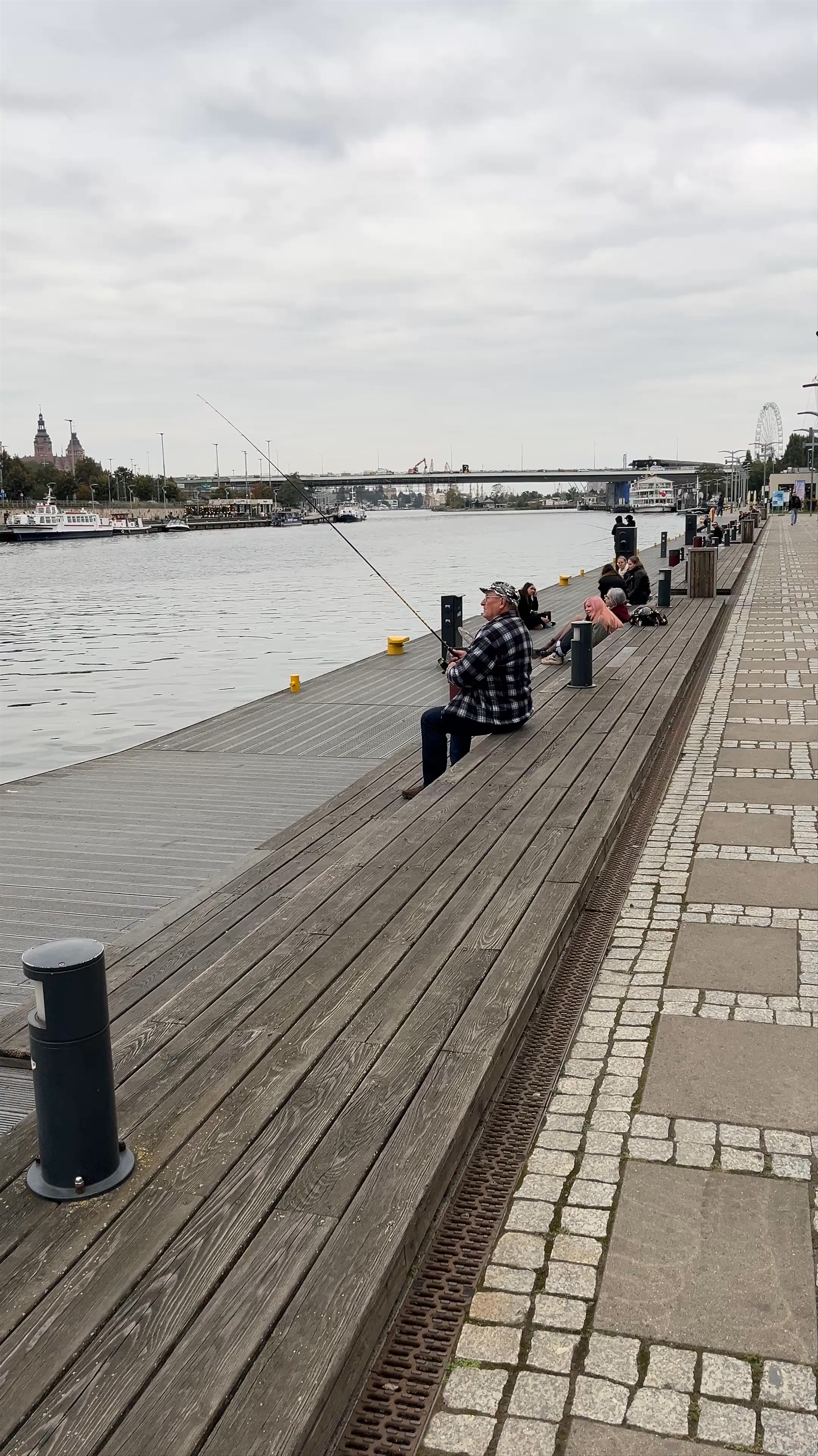 Tranquil Riverside Walk and Fishing in Szczecin, Poland