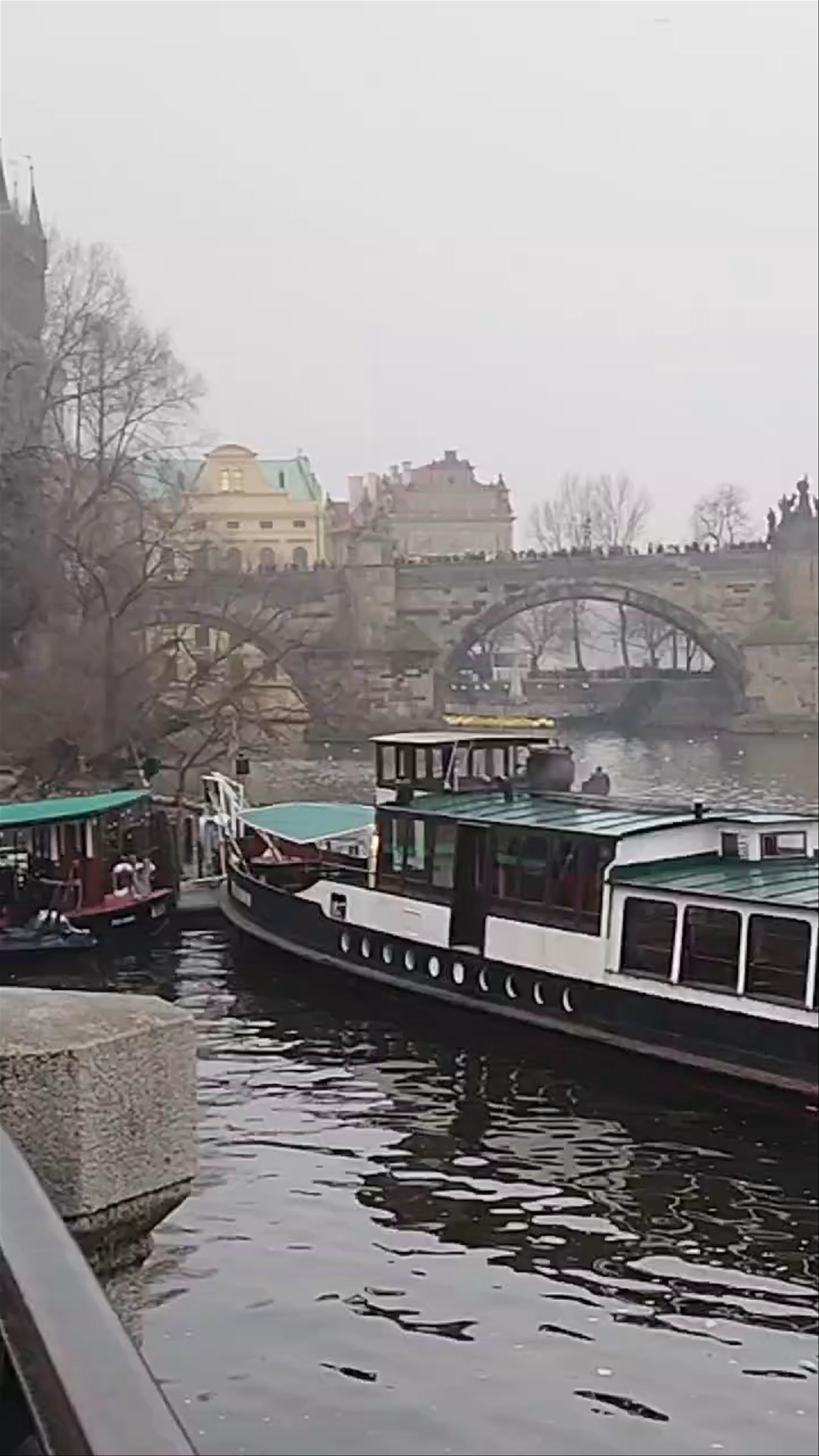 Charles Bridge and Vltava River in Mystical Winter Fog, Prague