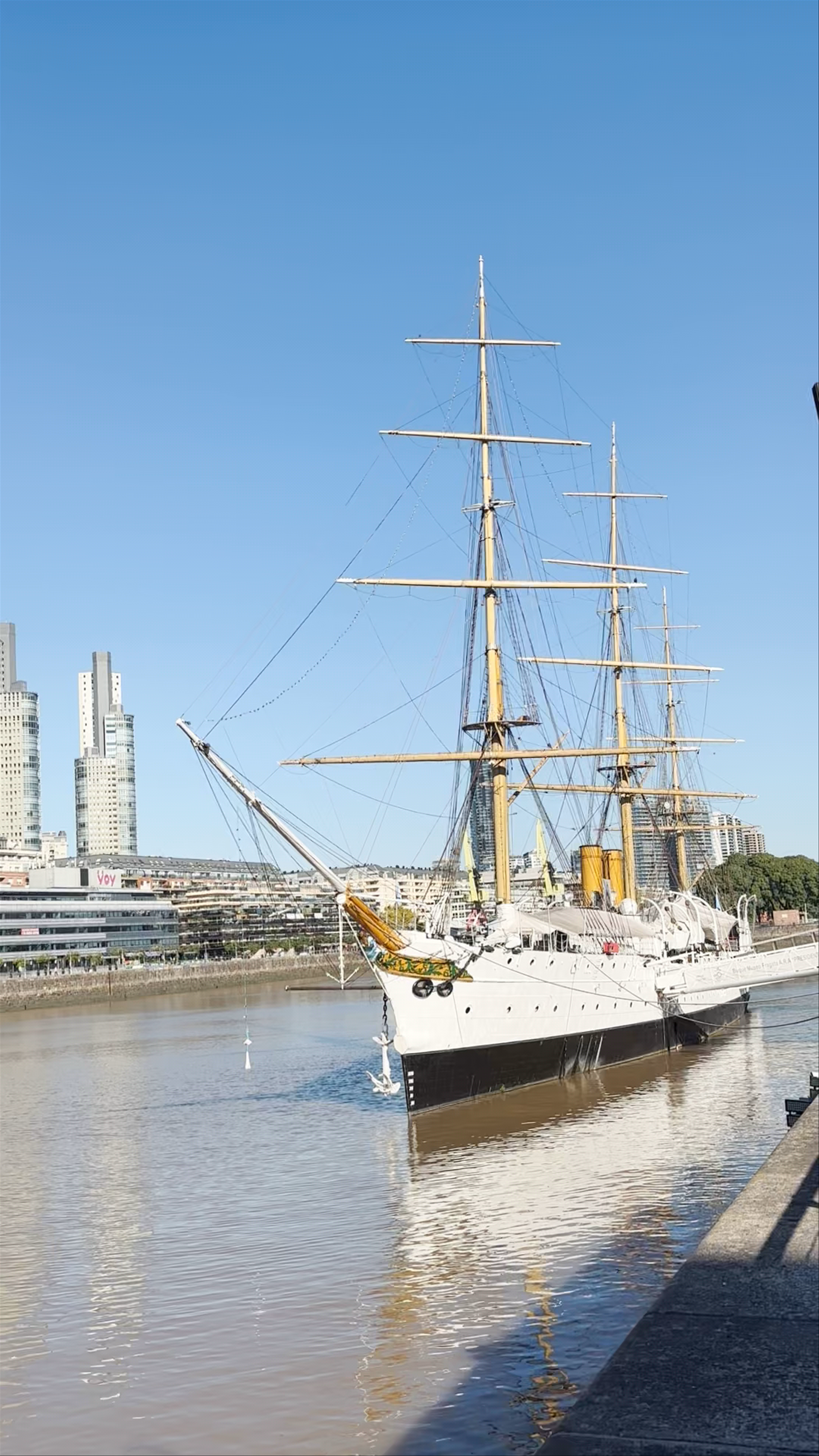 Puente de la Mujer and Historic Sailing Ship in Buenos Aires