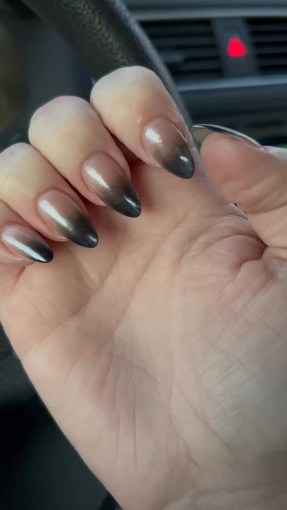 Diamond Nails Spa - Black ombré with chrome acrylic nails done by Tina - Nail Salons Near Me - Murrieta, California