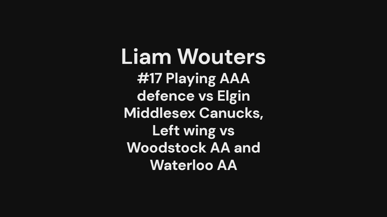 Liam Wouters: Defensive Highlights & Power Play Goal for Brantford 99ers