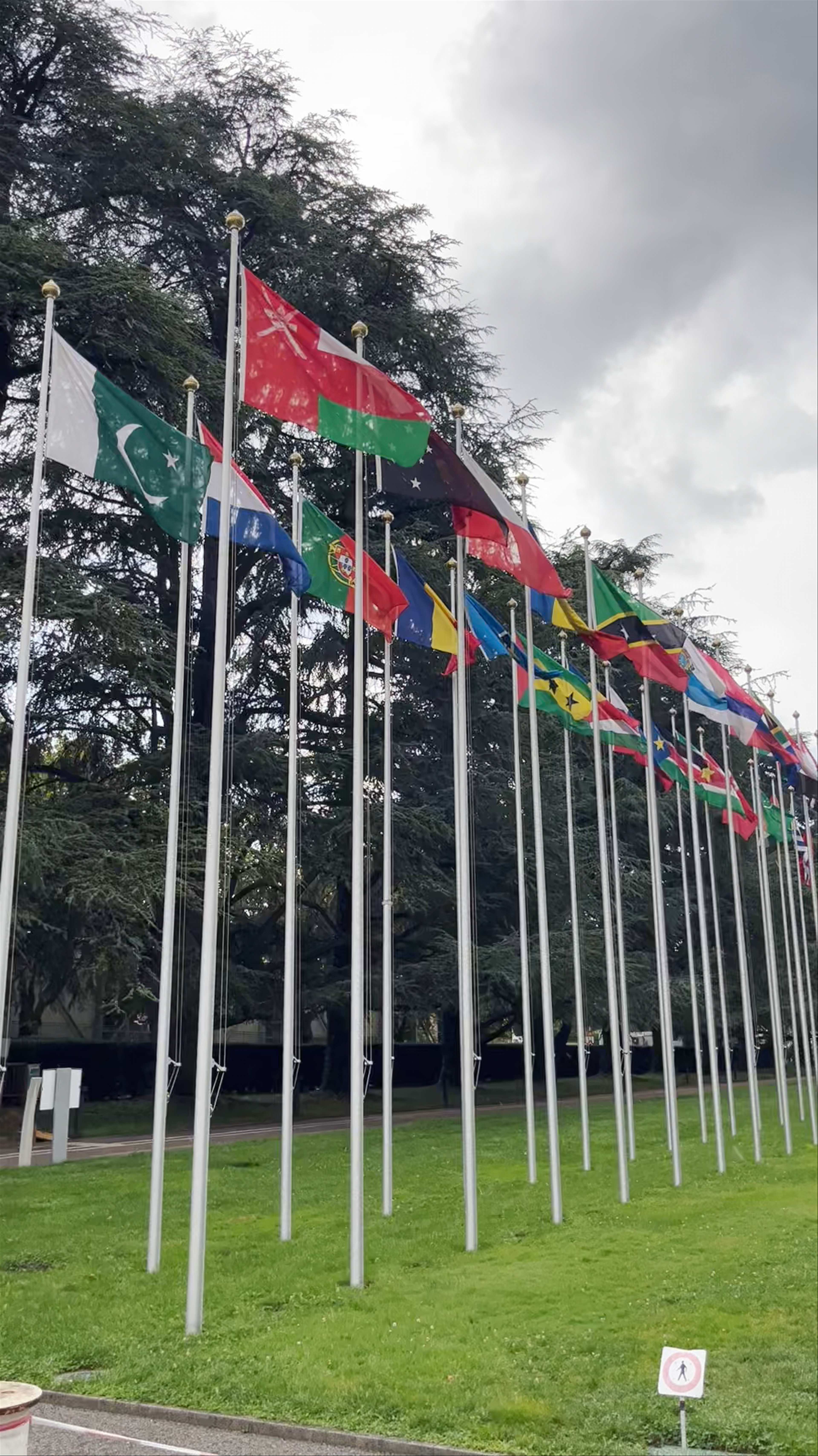 United Nations Flags at Palacio de las Naciones in Geneva