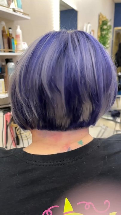 Rendezvous Hair Studio - Vivid colors to complement stacked Bob done by Monica @ Rendezvous hair studio - Hair Salons Near Me - Lubbock, Texas