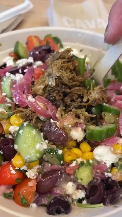 CAVA - Build your own bowl:  Arugula, braised lamb, black lentils, and all the other yummy toppings!!! - Mediterranean Near Me - Whittier, California